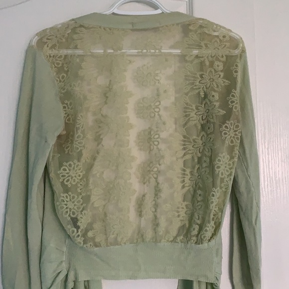 Green lace detail cardigan - Picture 4 of 4